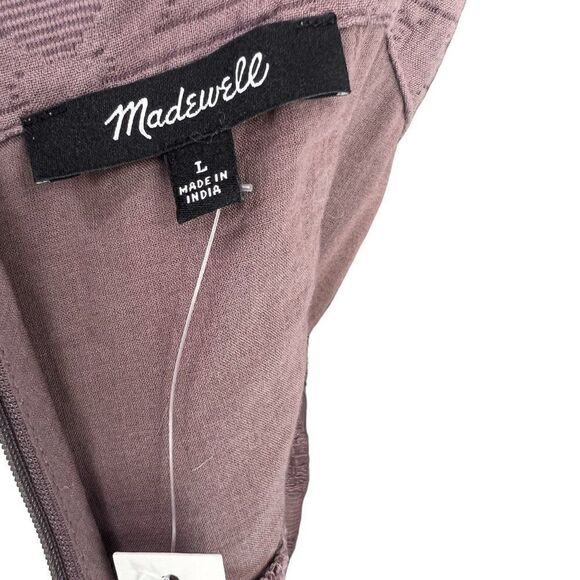 Madewell NWT Floral Quilted Puff Sleeve Mini Dress Purple Fig Multi Jacquard  L - Picture 9 of 13